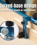 Curved base design of 1 To 3-1/2 Inch Adjustable Heavy Duty Flip Stop with T Track Stop for miter saws and table saws