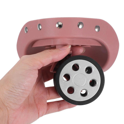 Two Pairs Suitcase Wheel Replacement With 360 Degree Swivel And Quiet Operation ABS Luggage Spinner Wheels Spare Parts For Travel Easy Install Trolley Repair For Hard Sided Suitcases rose gold wheel close-up