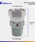 1/2 Inch NPTF Male To 1/2 Inch NPSM Swivel Hydraulic Adapter Built To Last From Carbon Steel With Zinc Plating For Rust Proof Reliability And Precise Straight Alignment With Hoses And Valves. 1/2 in NPTF male to 1/2 in NPSM swivel adapter
