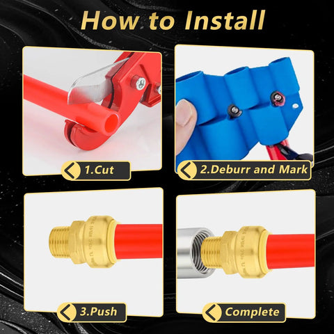 How to install 100 Piece Plug And Play Heavy Duty Lead Free Brass Push Connect Pipe Fittings 3/4 Inch Ptc To 1/2 Inch Male Npt Couplings.