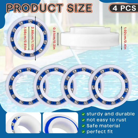 Four Pack Pool Cleaner Engine And Wheel Bearing Kit For Zodiac MX6 MX8 Elite Replacement Parts Easy Install Durable Build Keeps Your Pool Cleaner Running Smoothly, 4 pcs bearings