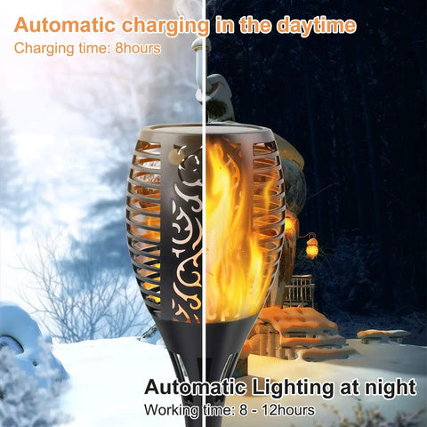 Lit Upgraded Solar Flame Lights Outdoor 3 Options Solar Torch Waterproof Dancing Flame Post Lights For Garden Pathway Yard Auto On Off Dusk To Dawn Sensor 8 Pack