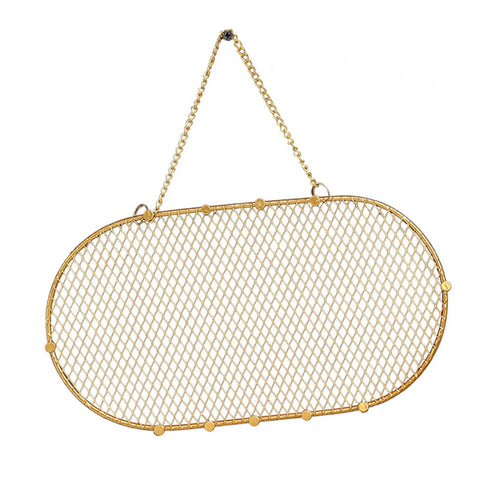 Wall Mounted Jewelry Organizer With Grid Design For Earrings Necklaces Bracelets And Watches In A Dope Sleek Iron Gold Finish
