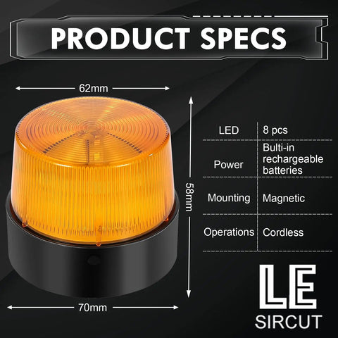 Rock Solid Amber Led Strobe Beacon With Usb Rechargeable Power And Heavy Duty Magnetic Mount For Cars Trucks And Emergency Vehicles Offering Twin Rotation And Flash Settings So You Can Lock In Highway Visibility And Stay Secure When Breakdowns Pop Up