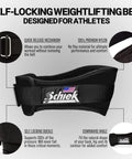 Superior Nylon Weight Lifting Belt Four Inch Wide Core Support Waist Strap Built Rock Solid For Heavy Powerlifting Squats Deadlifts Gym Rat Grind Strength Gear features a self-locking buckle and quick release mechanism.