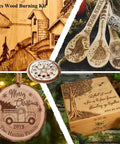 28 Piece Wood Burning Kit with Dope Pro Grade Tips for Pyrography Embossing and Soldering, carved wooden designs