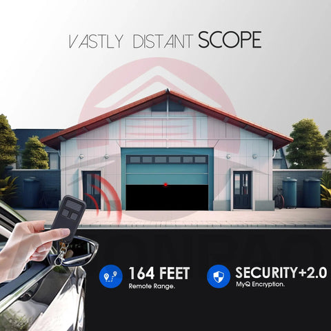 Person using Universal Garage Door Opener Remote 893Max 890Max for wide compatibility and security, shown at home garage.