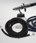 Kickin Flexible Braided Airbrush Hose Replacer With 1/8 Connector For Mini Pump Interior Keeps Cleanup A Breeze For Artists Needing Zero Kinks During Precision Spraying While Keeping Airflow Steady So You Nail Job Without Blockages Or Leaks Today. black braided 1/8 airbrush hose with metal fittings