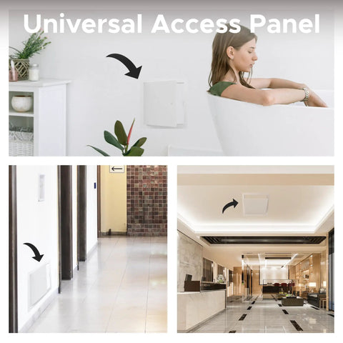 Heavy Duty 6 X 6 Inch Universal Access Panel And Door For Walls Or Ceilings Featuring Rock Solid 18 Gauge Steel Build in bathroom.
