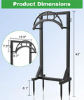Product dimensions of Heavy Duty Metal Garden Hose Holder And Hanger Freestanding Water Hose Storage Rack With Dual Tool Hooks