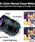 Close-up of a 2.8-12mm varifocal lens showing focus adjustments, used on 1080P USB Webcam With 2.8-12mm Varifocal Lens For Video Conference And Streaming