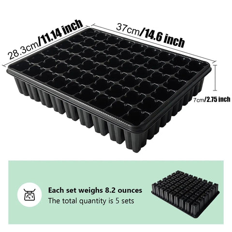 54 Cell Seed Starter Tray Set 2.8 Inch Deep Plug Trays For Easy Germination And Transplantation Reusable 5 Pack Fits TD377 Nursery Grid