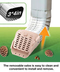 Close-up of Two Pack Type A Downspout Extenders For 3x4 Inch Gutters With Leaf Guard Easy Install Diverter Outlet Filter on lawn.