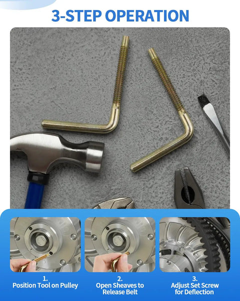 4 Piece Clutch Drive Belt Removal Tool Kit For RZR XP Turbo RZR 4 XP Turbo RS1 And Ranger XP 1000 Models Replacement 2875911 showing steps