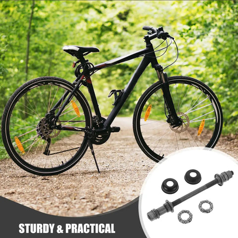 180Mm Rear Bicycle Axle For Mountain Bikes Grey Steel Hub With Ball Bearings Durable Shaft For 26 Inch Wheels Built Tough