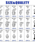 All-In-One SAE And Metric Grease Fittings Assortment Kit With Plastic Caps, 310-Piece Zinc-Plated Steel Nipple Set layout image
