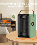 1500W Portable Indoor Space Heater With PTC Quick Heat 110V Electric Heater placed on a table in a bedroom setting