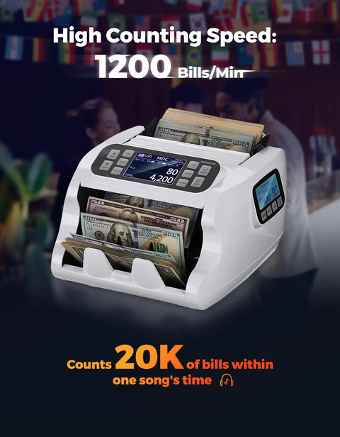 IMC22 Money Counter Machine For Mixed Denominations And Multi Currency, Dual Display Currency Counterfeit Detection device