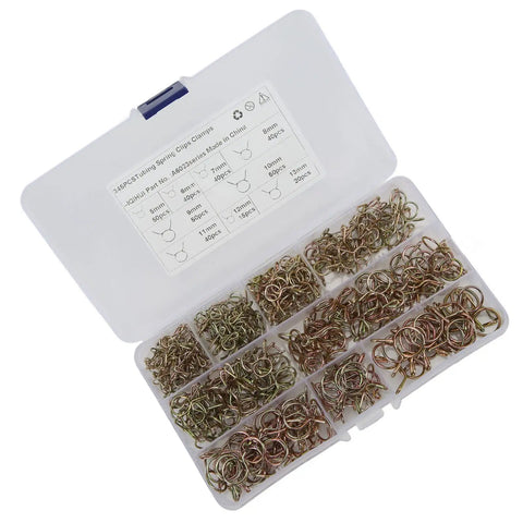 Ultimate 65 Manganese Steel Spring Clips And Hose Clamp Assortment Kit With 345 Pieces In 9 Sizes Perfect For Fixing Fuel Lines On Atvs Motorcycles And Snocyclers That Need A Solid Grip Without Breaking The Bank. 345-piece spring hose clamp kit in plastic case