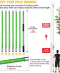 Extendable 27 Feet Tree Pole Pruner With Adjustable Height Manual Branch Trimmer and Loppers, 27 ft guide, pole thickness detail