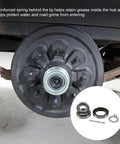 Heavy Duty Trailer Hub Bearing Kit For 5200-7000 Lb Tandem Axles, Set Of 4, installed on a wheel with grease seals visible.