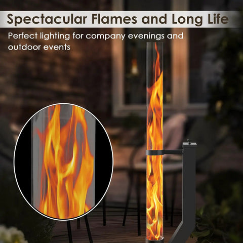 Wood Pellet Patio Heater Glass Tube Replacement 39.3 Inch Long High Borosilicate Tube, fiery flames in outdoor setting
