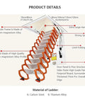 Heavy Duty Electric Attic Ladder Pull Down Loft Stairs With Slick Remote Trigger And Titanium Alloy Frame showing features and materials.