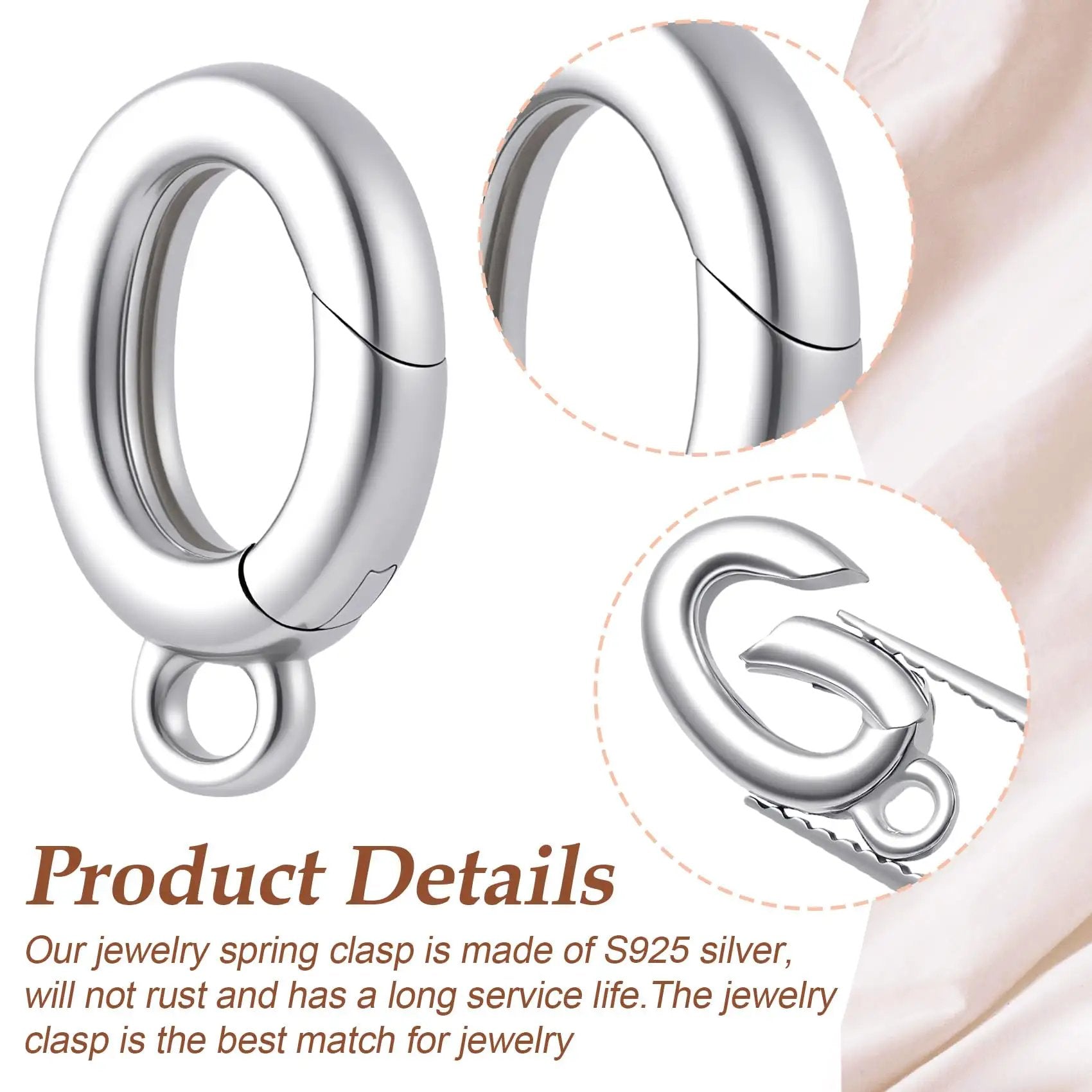 Sterling Silver 925 Clasp 12x7mm Hypoallergenic ✓