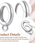 Sterling Silver 925 Oval Jewelry Clasp Hypoallergenic Connector With Ring 12x7mm Spring Ring Enhancer Shortener Carabiner