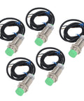 5 Piece Inductive Proximity Sensor Switch Kit NPN IP65 Aluminum Alloy For Industrial Machinery Automation Equipment Non Contact Metal Detection With 10mm Sensing Range 6 To 36VDC
