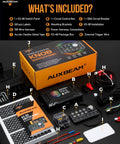 8 Gang Switch Panel With Rotary Knob And RGB Backlit Control components spread out with packaging and wiring included