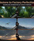 Hella Reliable Nano Glass Repair Fluid Windshield Fix Kit For Quick Invisible Patching Of Car Chips And Star Shaped Cracks Fast Emergency Auto Mirror Window Restoration Tool showing before and after windshield repairs.