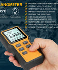 Digital Manometer For HVAC Dual Port Air Pressure Meter Handheld Gauge For Single Or Differential Pressure, Measures Air Pressure And Temperature, Pro Grade Troubleshooting Tool For Ductwork, Ventilation, And Lab Testing, handheld with LCD