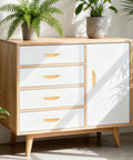 Wooden cabinet with 4 Pack Brushed Gold Crescent Cabinet Pulls with 5.79 Inch Overall Length and 3.75 Inch Hole Centers
