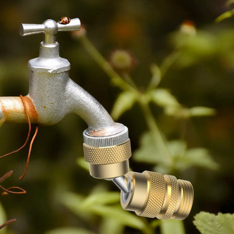 Swivel All Metal Garden Hose Adapter With Two Brass Adapters Three Quarter Inch Protector Heavy Duty Faucet Connector 360 Degree Swivel on faucet