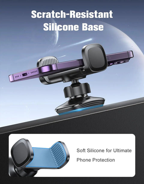 Magnetic Phone Holder For Gym And Metal Surfaces With 360 Degree Rotation featuring a scratch-resistant silicone base for phone protection.