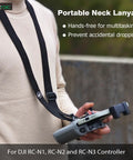 Hands Free Lanyard Neck Strap For DJI Mini 4K drone controller held by person, showcasing secure and portable carry option.