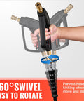 Beefy Long Pressure Washer Gun And Hose Kit With Fifty Foot Rubber Steel Braided Hose Three Eighths Inch Quick Connect M22 Adapters