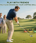 Man playing golf with 3-In-1 Golf Chipping Net Set With Pop-Up Practice Nets And Three Target Panels for training on course
