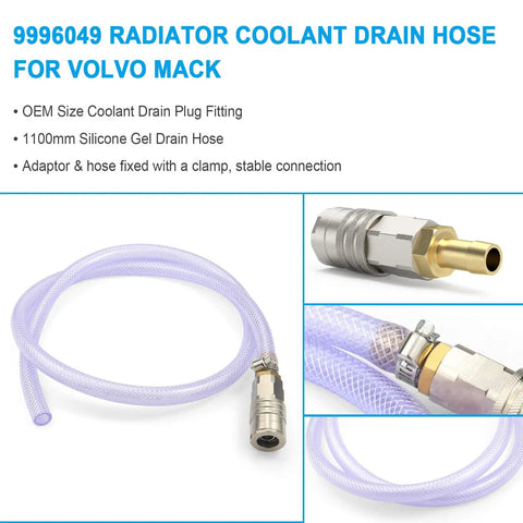 Radiator Coolant Drain Hose 1100mm For Volvo And Mack Plug And Play Radiator Adapter Compatible With 2004-2019 Volvo Trucks