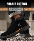 Black Mid Cut Welding Boots For Men With Steel Toe Slip On Work Shoes Built Tough For Welders Indestructible Safety Boots