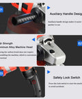 Concrete Grinder Set, Heavy-Duty Electric Angle Grinder for Floor Sanding showcasing an auxiliary handle and aluminum alloy head.