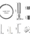 Stainless Steel Wall Mount Curtain Wire Rod Set With 20 Clips, Heavy Duty Picture Hanging Wire For Photos Notes Art components