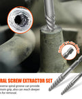 Close-up of spiral screw extractor from 11 Pcs Left Hand Screw Extractor Set With Quick Adapter, Bolt And Nut Remover Kit for damaged bolts.