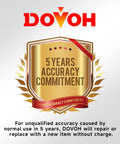DOVOH 5 Years Accuracy Commitment badge showcasing warranty promise for Self Leveling 360 Degree Green Laser Level With Bar Clamp For Beams 12 Line