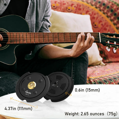 2 In 1 Acoustic Guitar Humidifier With Soundhole Cover, the Go To Humidity Hack For Dry Rooms, 4.37in black cover with gauge