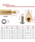 Brass Board Rack Stud Kit With Hex Spacers And M3-M6 Threaded Nuts For PC Motherboard Mounts 28mm Cap Includes Brass And 304 Stainless Steel Nuts 5Pcs Easy Hot Melt Knurl Inserts For DIY Electronics, size chart