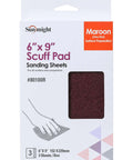 Image of packaging for Maroon 6 By 9 Inch Scuff Pads For Paint Prep Aluminum Oxide Surface Prep Cloths. Pack of 3. Front view.