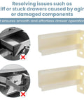 Kitchen Drawer Rail Bracket For Butter Smooth Gliding Rear Track Back Plate Heavy Duty Nylon Side Mount Swap White No Sweat Hardware Kit Solid Fit Drawer Upgrade with smooth glide images.