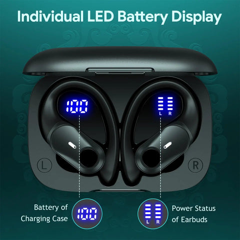 Noise Cancelling Wireless Buds With 80 Hours Of Playtime And Power Display Case For Sports And Gym Workouts shown in charging case